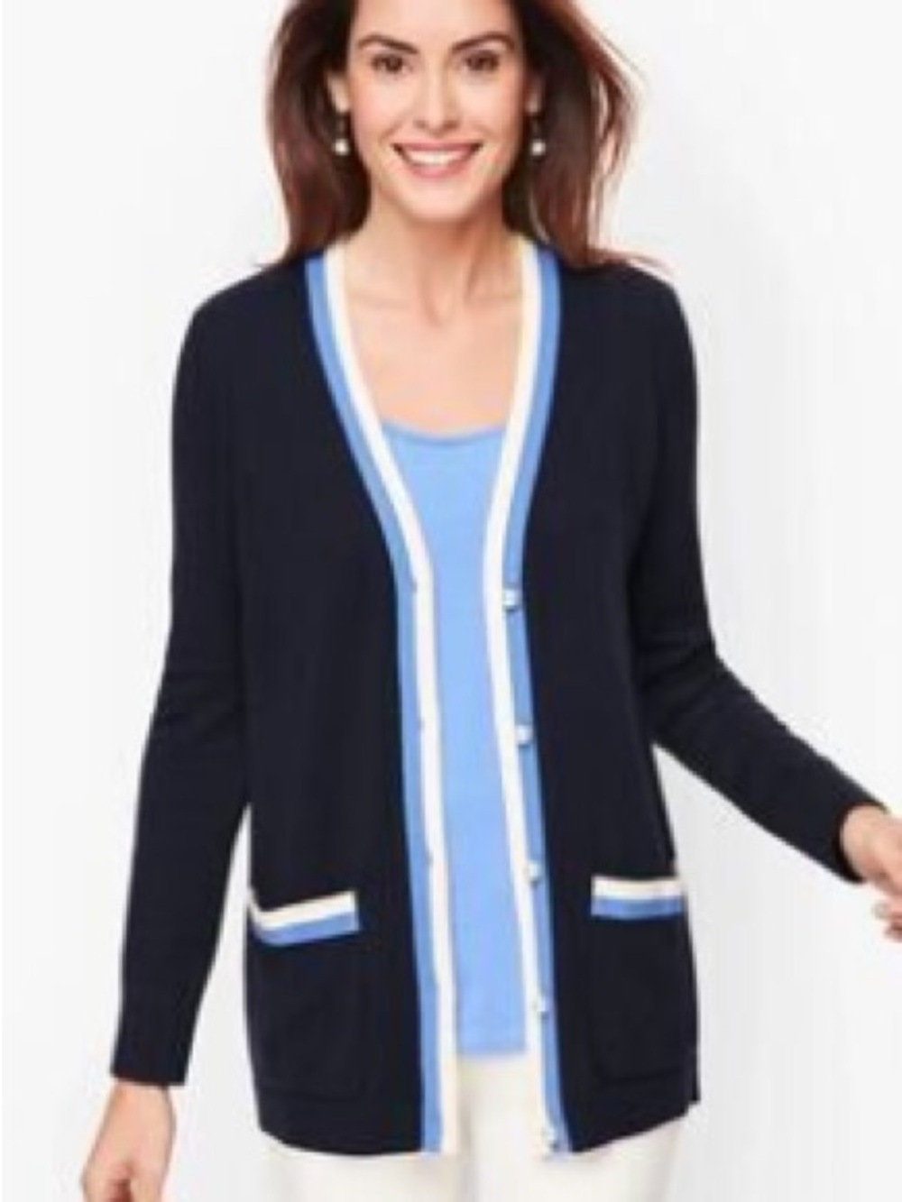Talbots Cashmere Blend Button Front Classic Cardigan, Size M